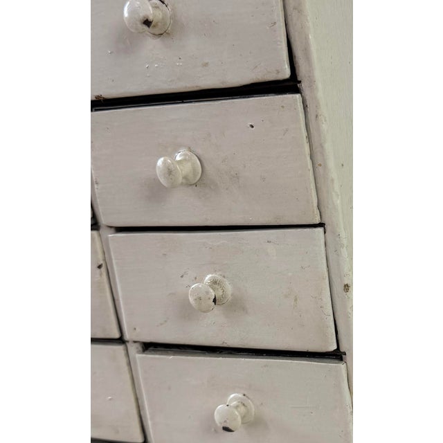 Late 19th Century Antique C. 1900 Painted Spice Cabinet With 10 Metal-Lined Lidded Drawers For Sale - Image 5 of 12