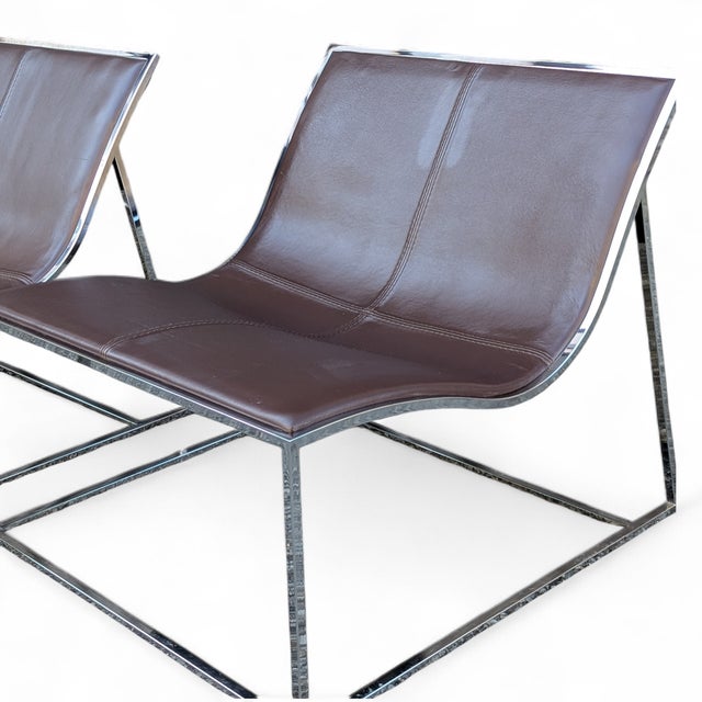 Jean-Marie Massaud Contemporary Spanish Leather Sling Lounge Chairs, Pair, by Jean-Marie Massaud for Viccarbe "Holy Day" For Sale - Image 4 of 13