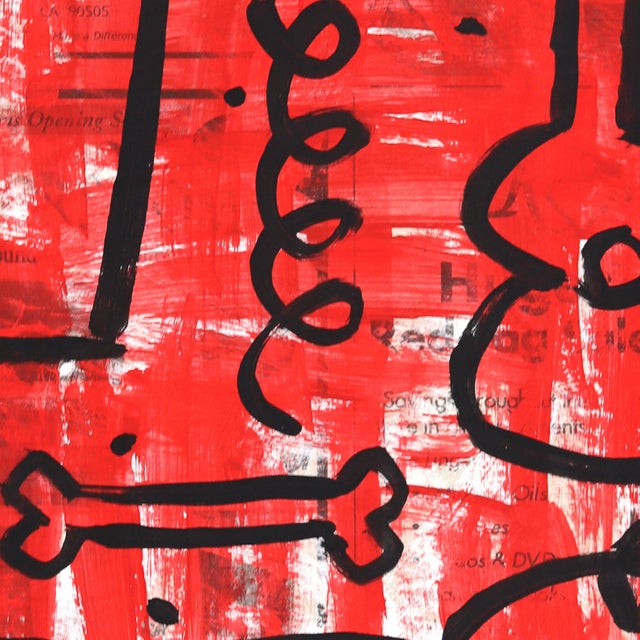 Contemporary Skeleton Strums - Original Pop Street Art Acrylic Painting on Newspaper by Gary John For Sale - Image 3 of 6