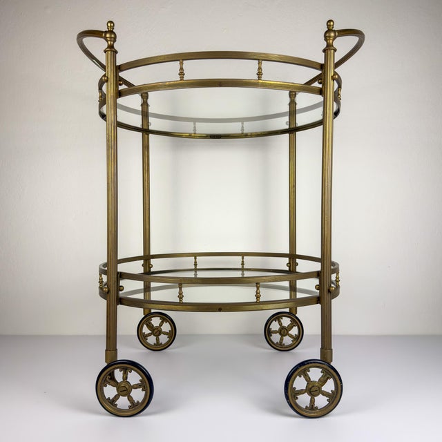 1950s Vintage French Brass Bar Cart, 1950s For Sale - Image 5 of 18