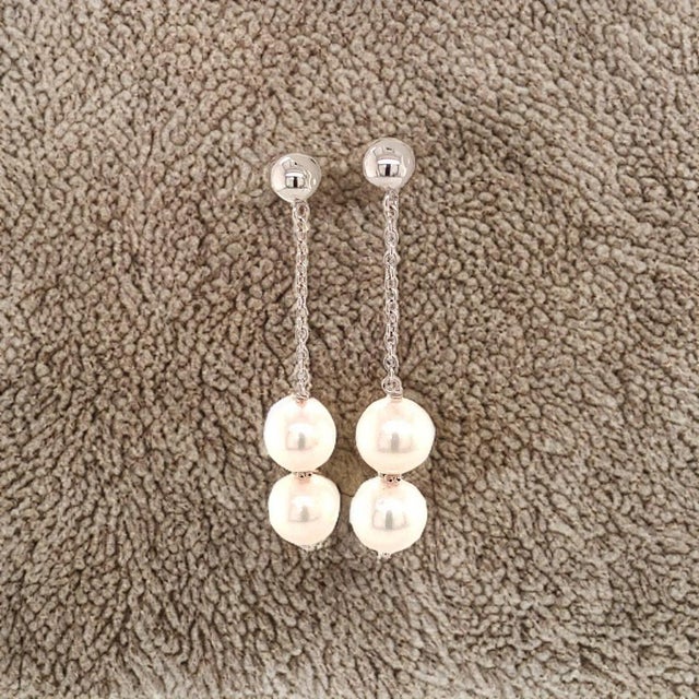 2010s Akoya Pearl Earrings 14k White Gold Certified For Sale - Image 5 of 13
