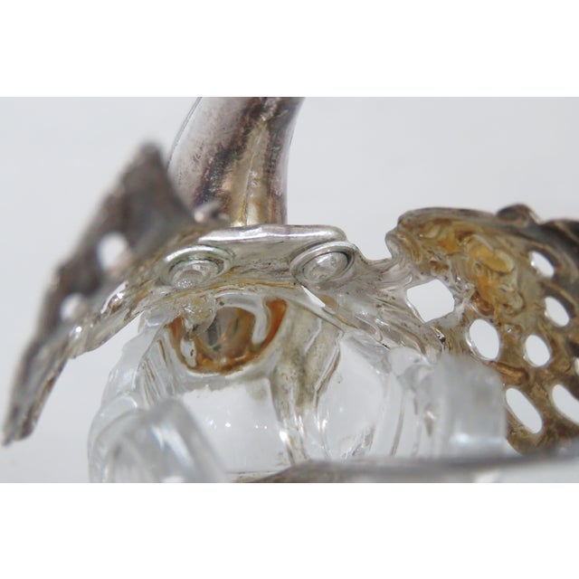 Transparent Italy Silver Plate Swan Salt Cellars With Crystal Body and Spoons 4639b For Sale - Image 8 of 13