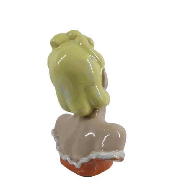 1930s Art Deco Ceramic Bust of Lady from Komlos Budapest For Sale - Image 5 of 9