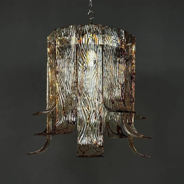 Glass Large Vintage Murano Glass Chandelier from AV Mazzega, Italy, 1970s For Sale - Image 7 of 13
