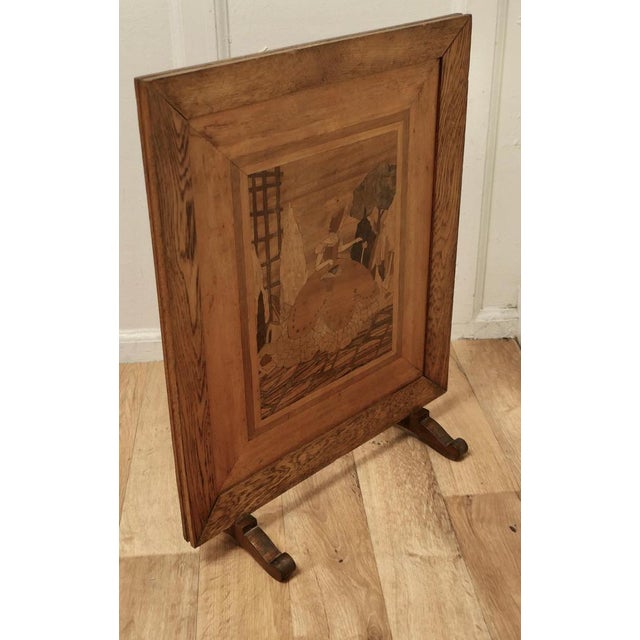 Arts and Crafts Marquetry Fire Screen, 1930s For Sale - Image 3 of 8