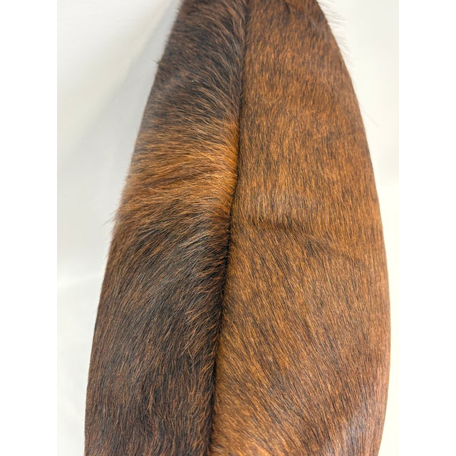 Reversible 16” X 16” Premium Brazilian Watusi Cowhide Pillow Cover – Sculptural Spine Composition - Handcrafted by Pablo Sota Designs. For Sale - Image 9 of 11