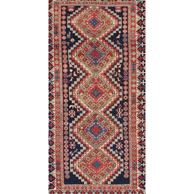 Antique Caucasian Shirvan Rug With Tribal Design and Medallions 3'11 X 7'1 For Sale - Image 4 of 9