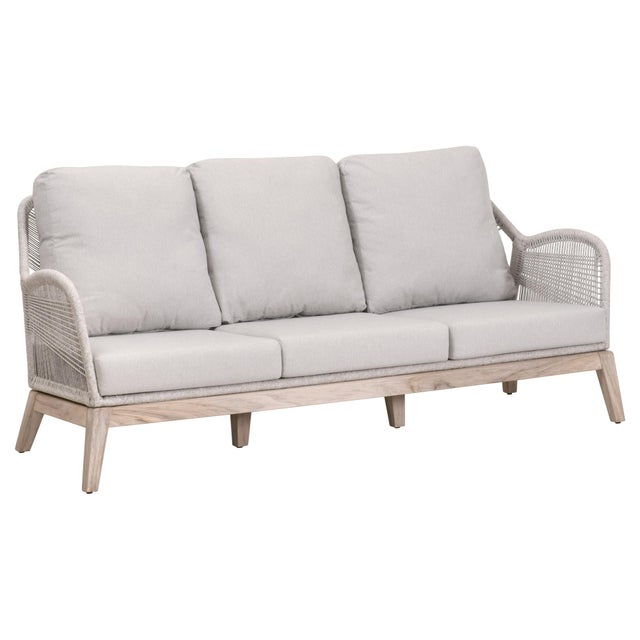 Loom Teak & Rope Outdoor 79" Sofa, Taupe & White Flat Rope For Sale - Image 12 of 12