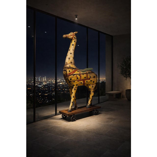 Vintage Indian Festival Giraffe Sculpture on Wheels For Sale In Los Angeles - Image 6 of 6