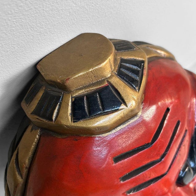 Vintage Hand-Carved Tengu Mask, 1950s For Sale - Image 11 of 18
