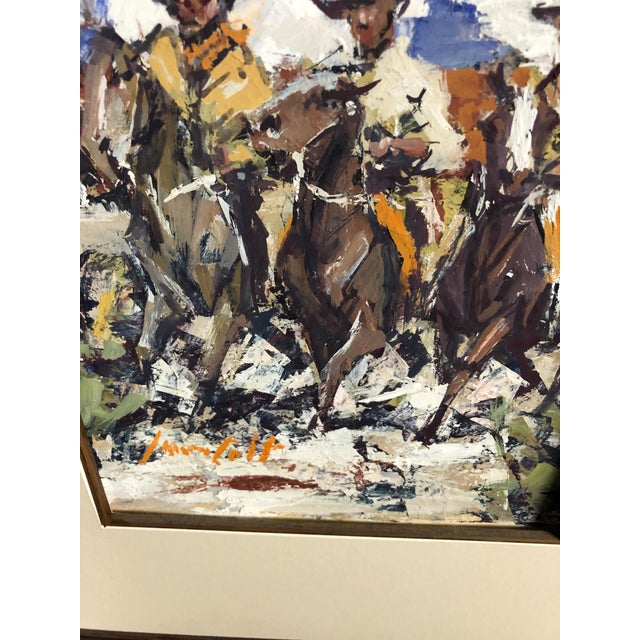 Wood 1990s American Western Watercolor By James Lee Colt "Cowboys" For Sale - Image 7 of 10