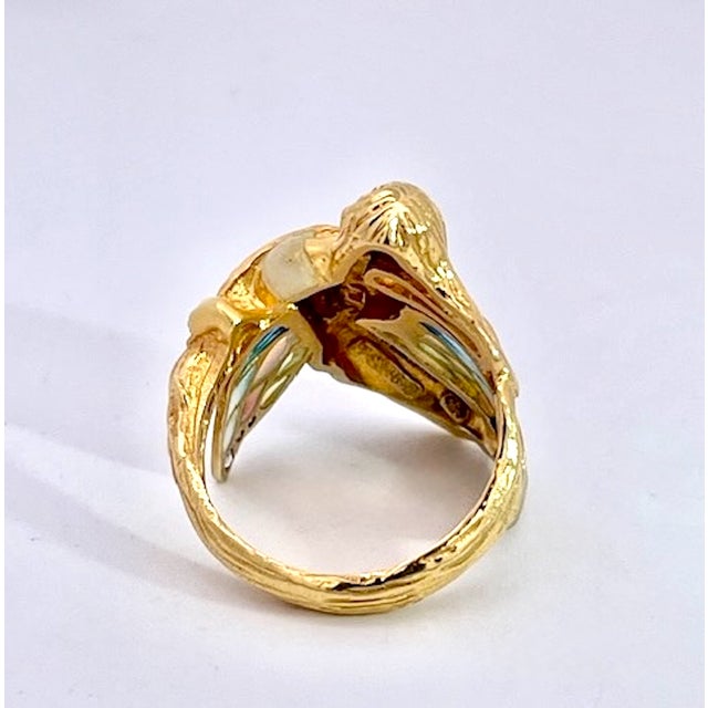 1980s 1980s Masreira Mermaid Enamel Ring 18k, Size 6 For Sale - Image 5 of 12