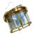 Vintage 2 Light Iridescent Glass & Brass Flush Mount Ceiling Light Fixture For Sale