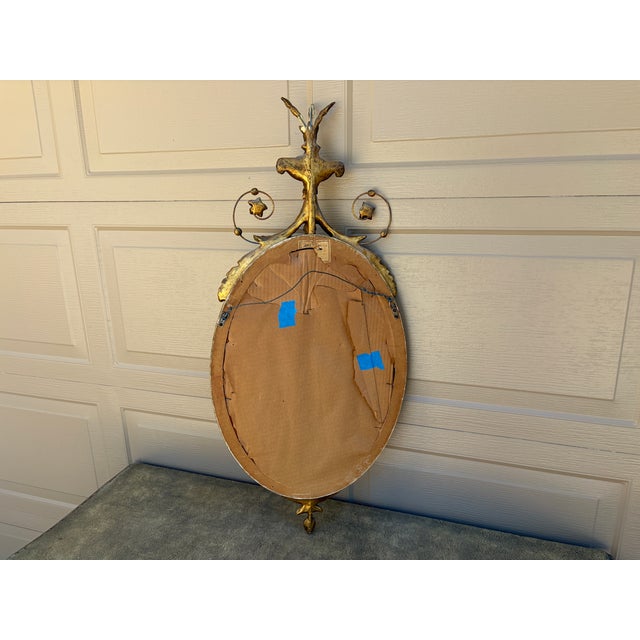 Early 20th Century Adam Style Neoclassical Giltwood Oval Mirror With Urn Crest For Sale - Image 16 of 17
