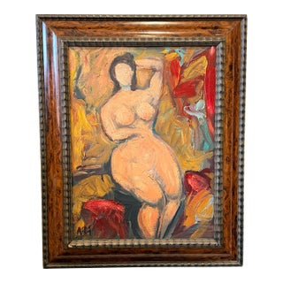 Reclining Figure — Italian Modernist Oil on Board - 1960s For Sale