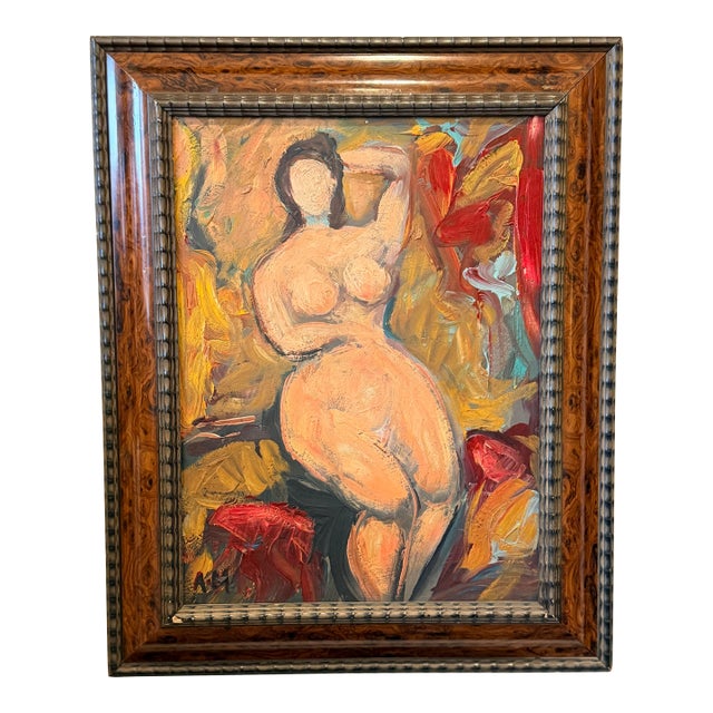 Reclining Figure — Italian Modernist Oil on Board - 1960s For Sale