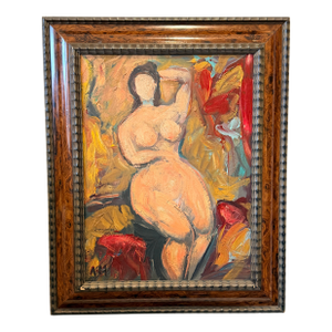 Reclining Figure — Italian Modernist Oil on Board - 1960s