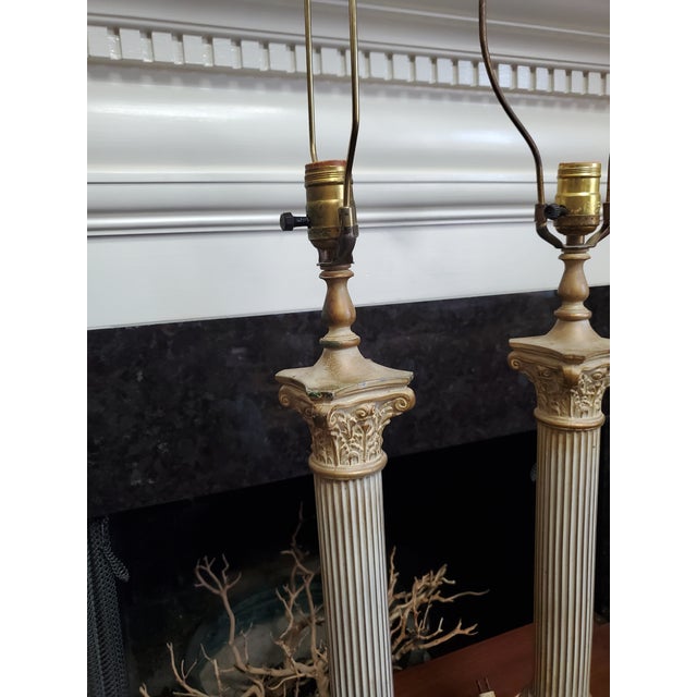 1950s Neo Classical Style Metal Indoor Lamps in the Style of Roman Columns For Sale In Washington DC - Image 6 of 11
