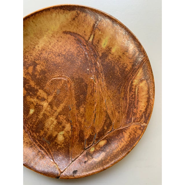 Contemporary Studio Pottery Plate With Eucalpytus Leaf Embossing For Sale - Image 3 of 12