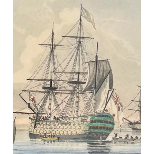 Antique Pair of English Maritime Colored Etchings, 1806. For Sale In West Palm - Image 6 of 12