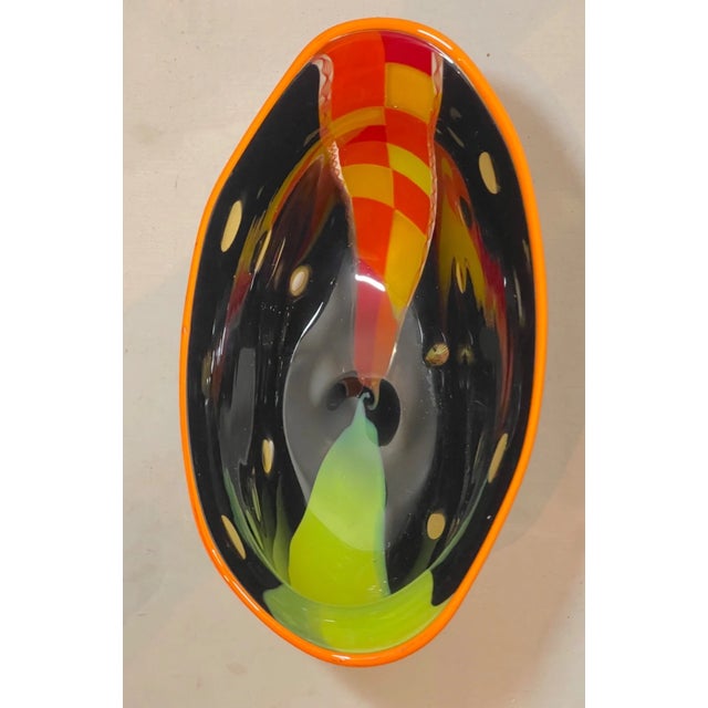 Orange Large Blown Harry Stuart RPM Studio Centerpiece Bowl Art Glass Sculpture Vase For Sale - Image 8 of 14