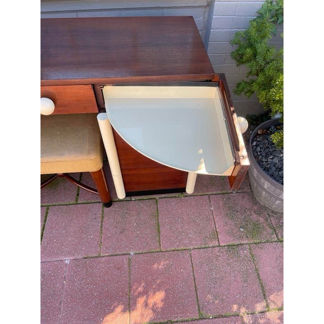 Gilbert Rohde Vanity With Original Stool and Mirror For Sale - Image 10 of 12
