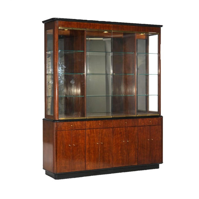 Brown Mid Century Modern Profiles by Drexel Mahogany & Ebonized Breakfront Cabinet For Sale - Image 8 of 12