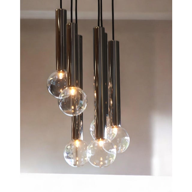 Mid-Century Chrome 6-Light Cascading Lamp by Motoko Ishii for Staff, 1970s For Sale - Image 16 of 18