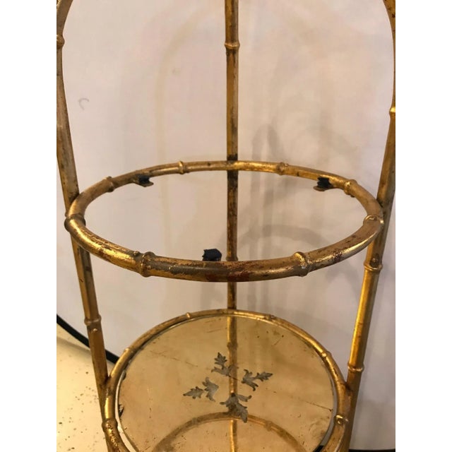 Hollywood Regency Style Faux Bamboo Églomisé Glass Three-Tier Ètagerè / Stand For Sale - Image 11 of 13