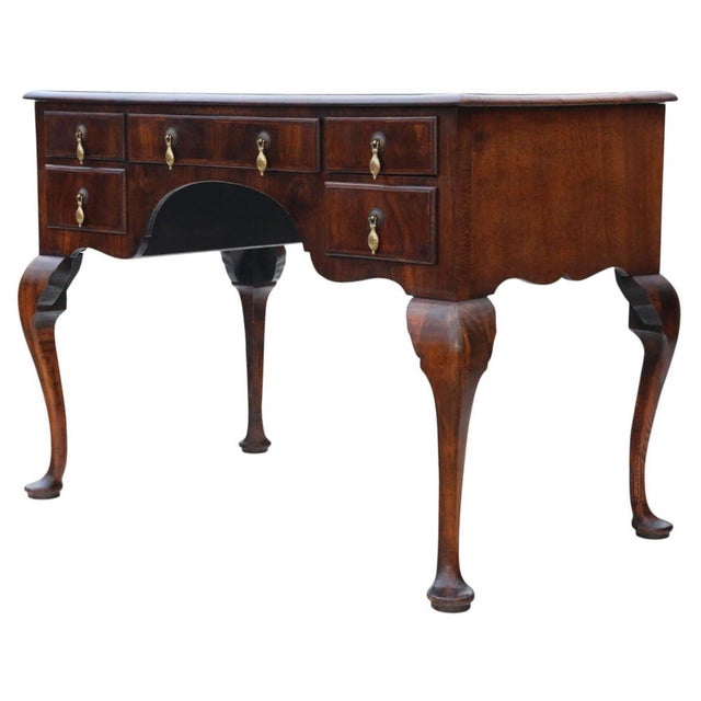 Antique Walnut Figured 5-Drawer Writing Desk or Dressing Table, 1910s For Sale - Image 3 of 9