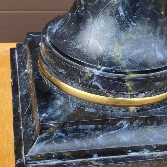 Hart Associates Brass & Faux Finished Wood Table Lamp For Sale - Image 9 of 13