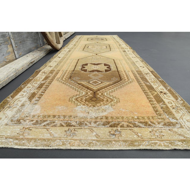 1970s 1970s Turkish Oushak Handmade Wool Cotton Orange Runner For Sale - Image 5 of 11