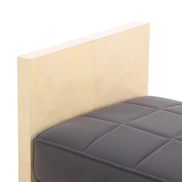 Contemporary A Pair of Large Parchment Covered Upholstered Benches in the Manner of Jean-Michel Frank. Contemporary For Sale - Image 3 of 6