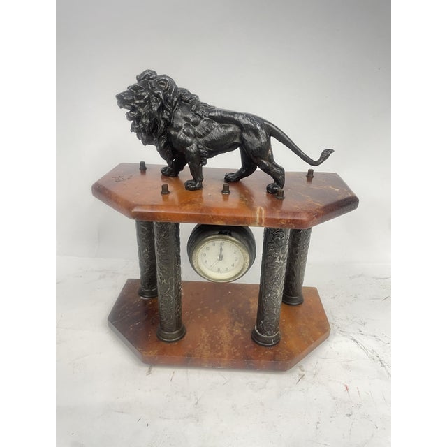 Liberty Clock in Red Marble, 1920s For Sale - Image 12 of 15