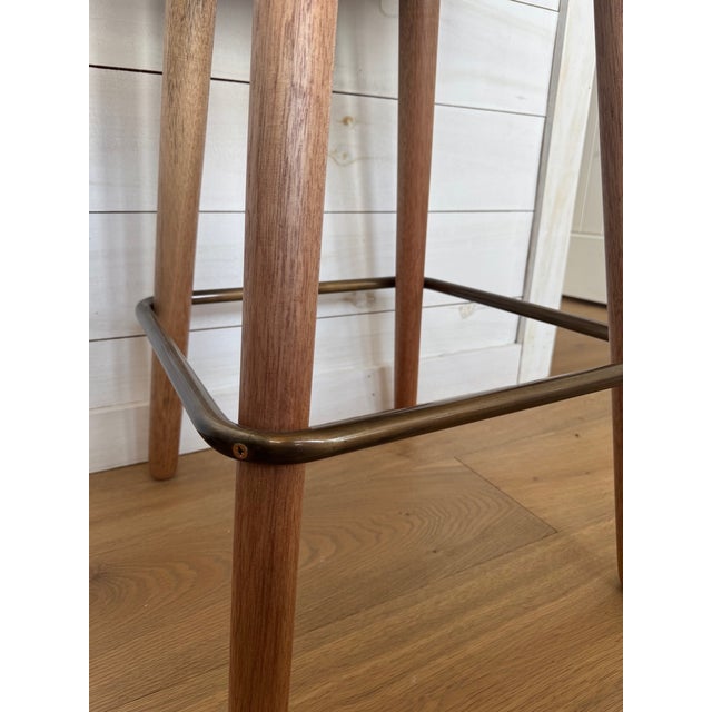 Egg Designs Savannah Bronzed Steel and Leather Barstools by Ngala Trading For Sale - Image 14 of 15
