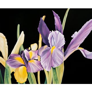 2000s "Purple Iris" Gallery Wrapped Oil Painting by Judith Moore For Sale