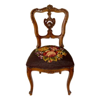 French Louis XV Style Needlepoint Chair For Sale