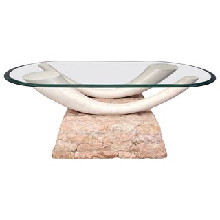Vintage Faux Tusk Coffee Table, 1980s For Sale