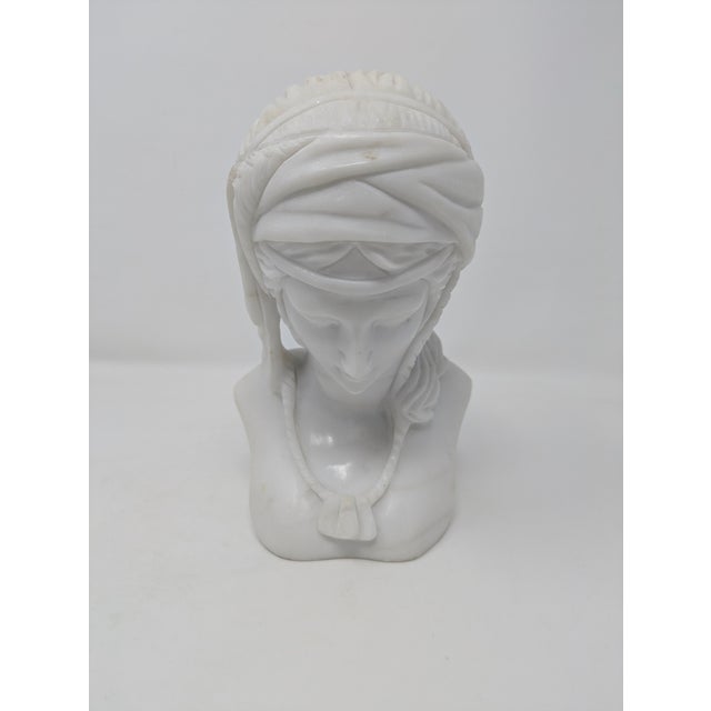 Italian Antique Italian "Bedouin Princess" Marble Bust: Orientalist Period For Sale - Image 3 of 11