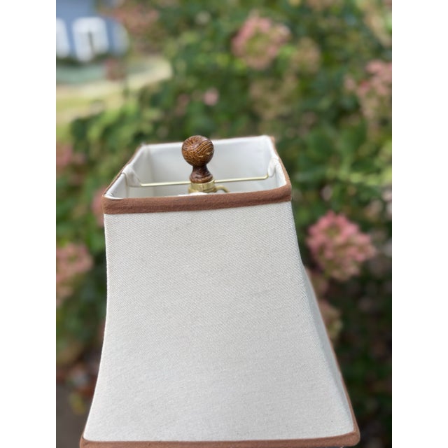 Vintage Hand-Painted Duck Table Lamp With Faux Bamboo Base & Linen Shade For Sale - Image 4 of 4