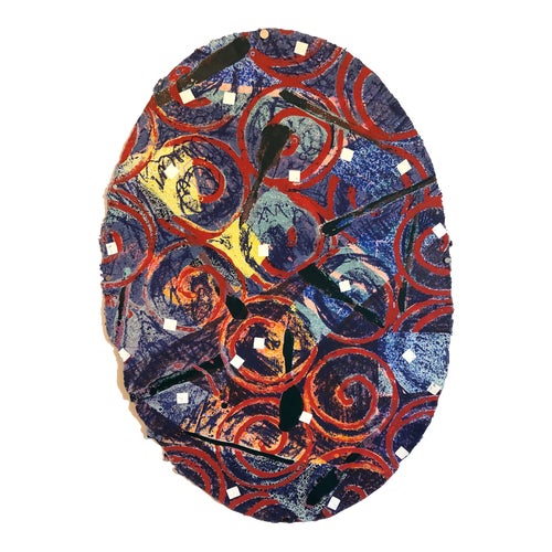 Sandy Kinnee, Abstract Modernist Colorful Mixed Media Art Screen-print on Handmade Paper 6/20, c.1980's