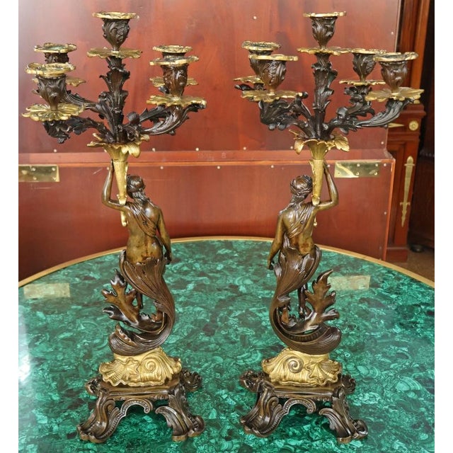Pair of 19th Century French Napoleon III Bronze Figural Candelabras For Sale - Image 13 of 18
