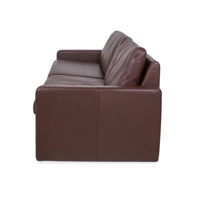 Conseta Leather Three-Seater Brown Coffee Mahogany Sofa by COR For Sale - Image 10 of 11