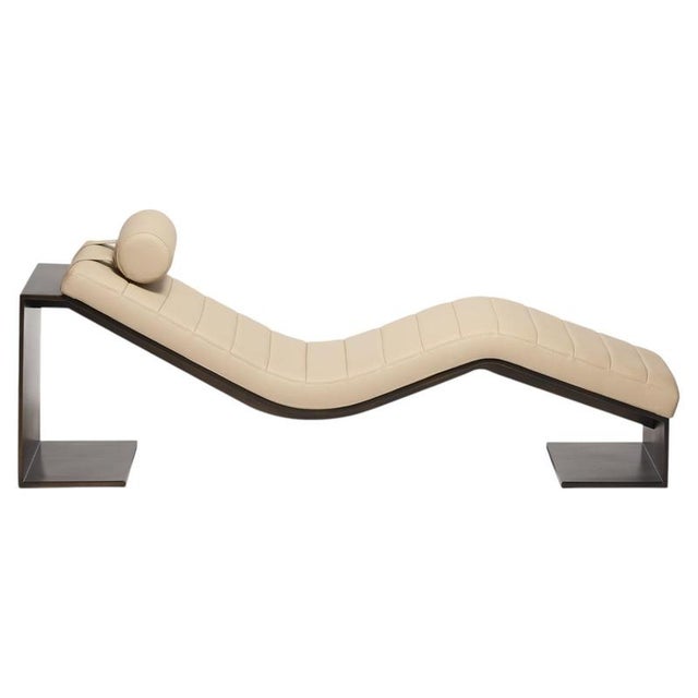Kimani Bronze and Leather Daybed with Cushion by Reda Amalou Design For Sale - Image 9 of 9