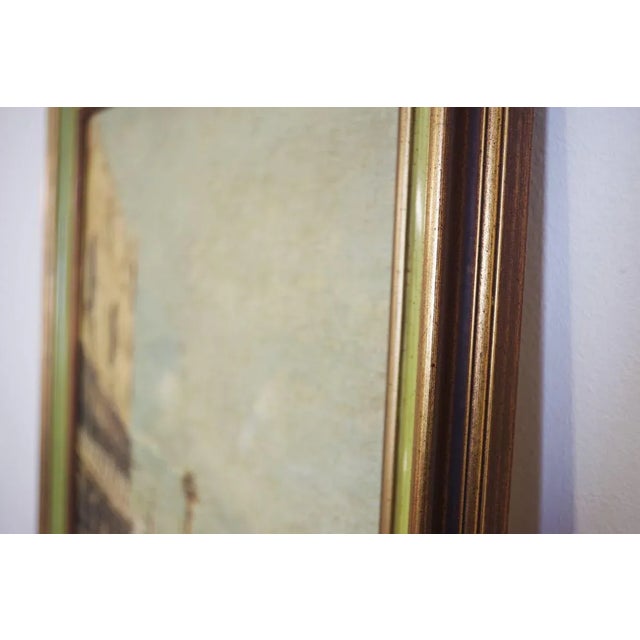 Wood Canvas Landscape Representation of Venice, 1960s, Set of 2 For Sale - Image 7 of 17
