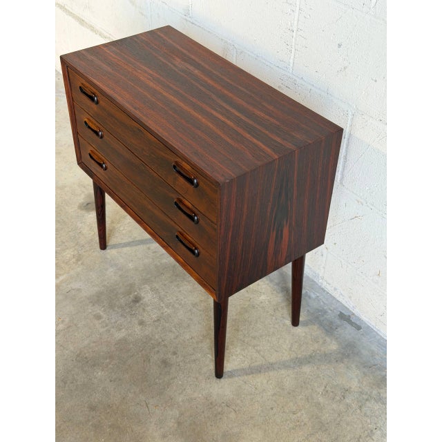 3-Drawer Accent Chest in Dark Rosewood Danish Mid-Century Modern 1960s For Sale In Los Angeles - Image 6 of 10