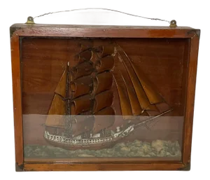 Antique Shadowbox Ship Model