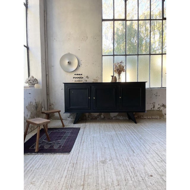 Wood Brutalist Black Sideboard, 1960s For Sale - Image 7 of 18