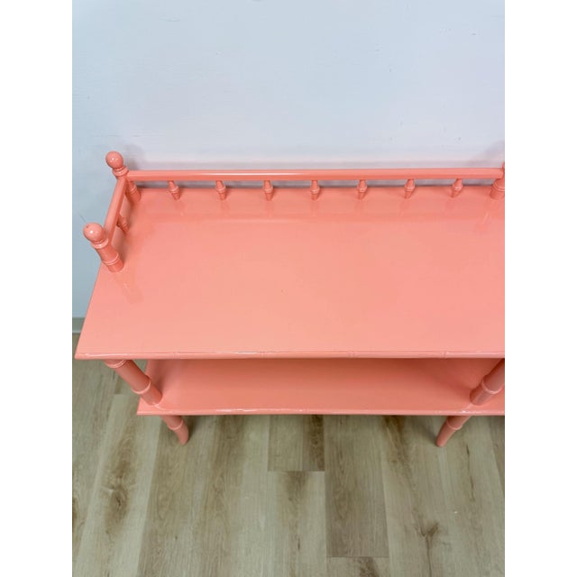 Vintage Console Table Thomasville Allegro Style Pink Faux Bamboo Hollywood Regency For Sale - Image 14 of 14