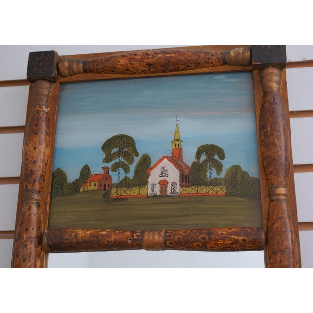 Traditional Antique Reverse Painted Hanging Wall Mirror For Sale - Image 3 of 10